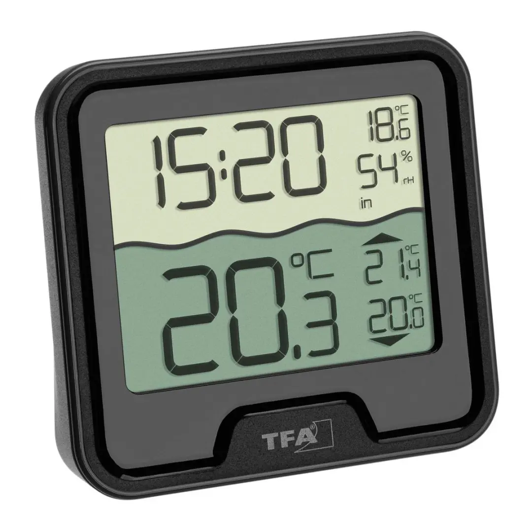 TFA Marbella Draadloze Zwembadthermometer - Zwart/Grijs/Blauw/Wit
