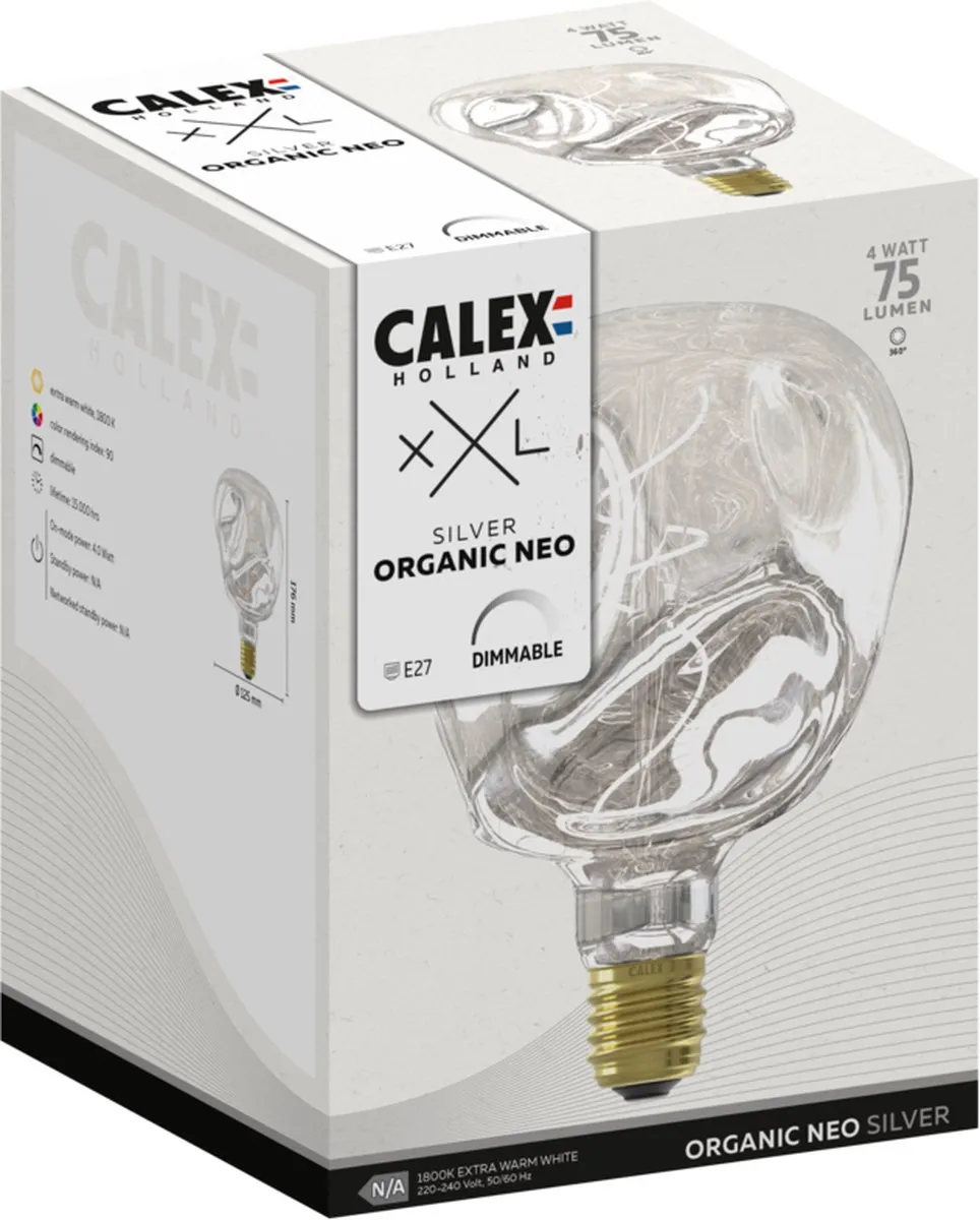 Calex Organic Neo Zilver E27 LED Lamp 4W - 1800K Warm Wit
