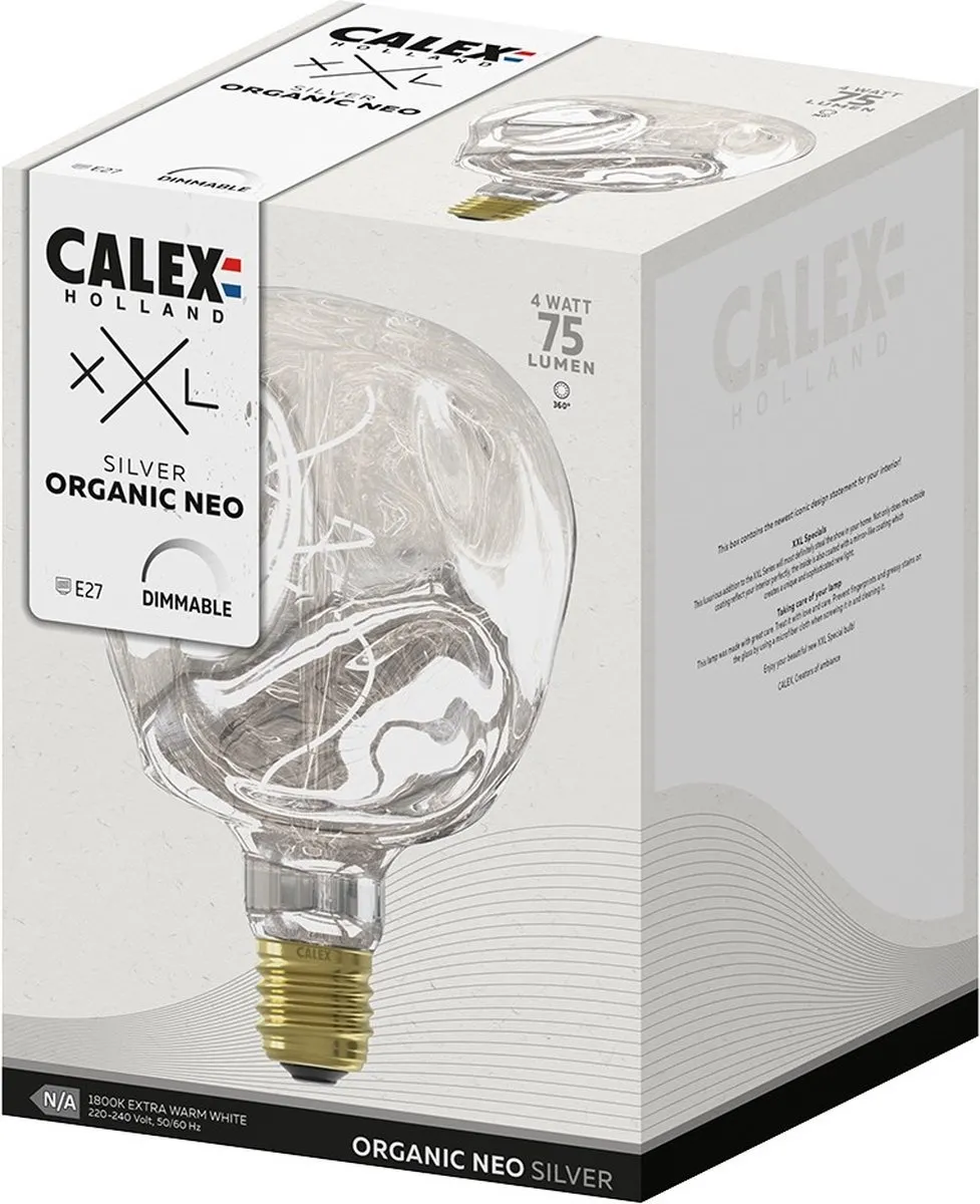 Calex Organic Neo Zilver E27 LED Lamp 4W - 1800K Warm Wit