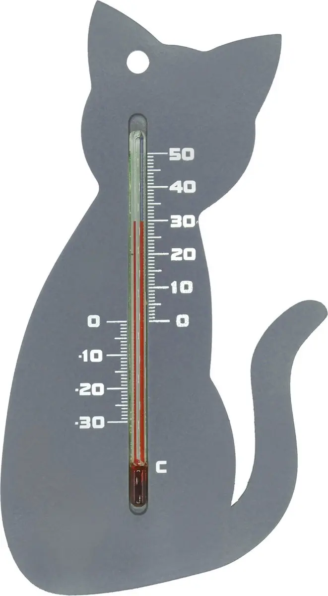 Nature Buitenthermometer Kat Poes Grijs 15cm