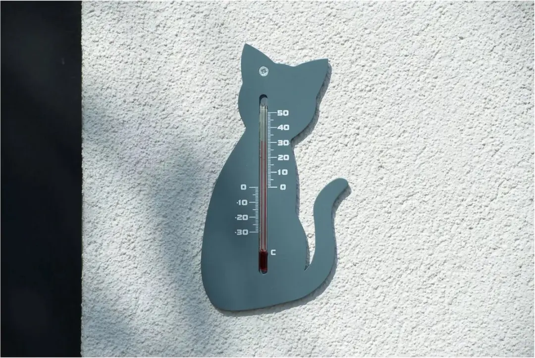 Nature Buitenthermometer Kat Poes Grijs 15cm
