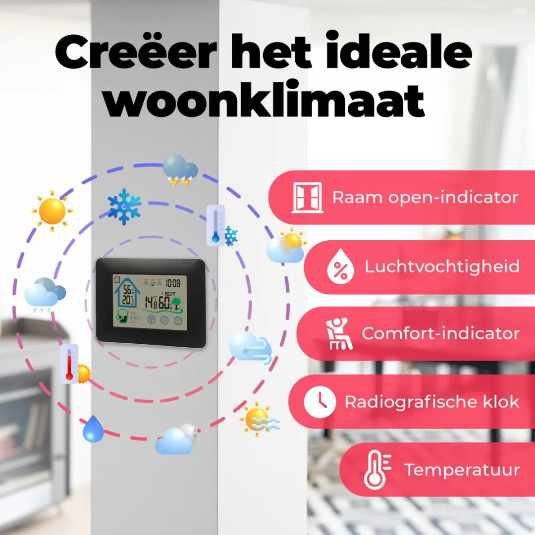 Denver WS-520 Weerstation - Binnen & Buiten - Temperatuur & Luchtvochtigheid - Zwart
