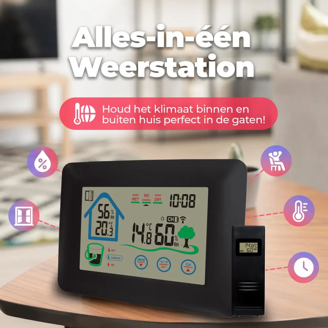 Denver WS-520 Weerstation - Binnen & Buiten - Temperatuur & Luchtvochtigheid - Zwart