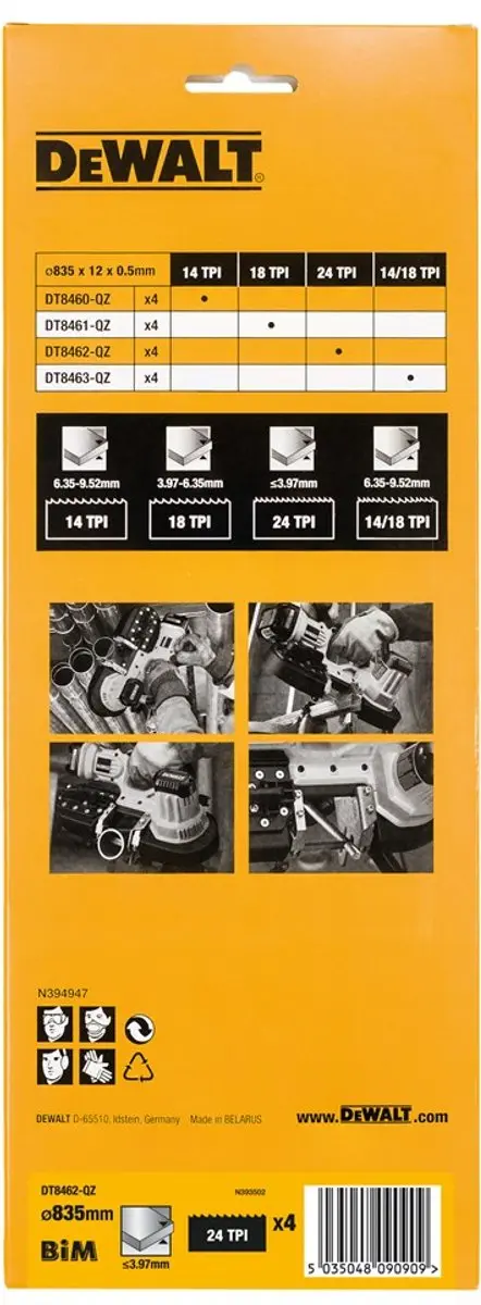 DeWalt DT8462 Lintzaagblad 835mm - 24TPI Metaal