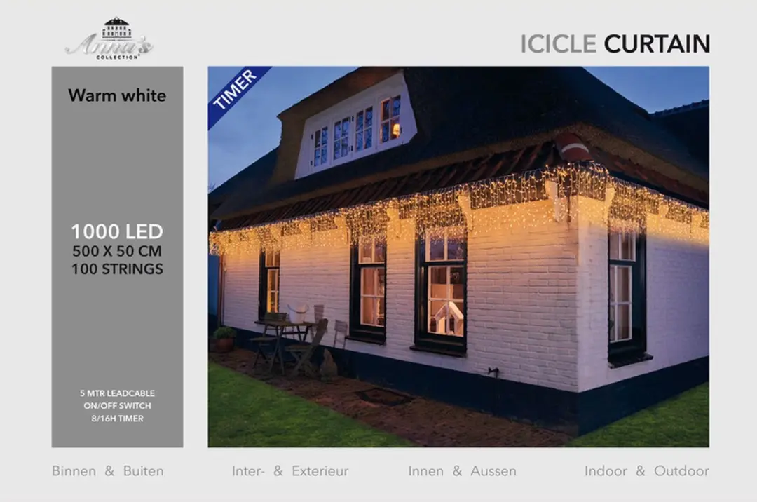 Anna's Collection IJspegelverlichting 1000 LED - Warm Wit - 500x50cm