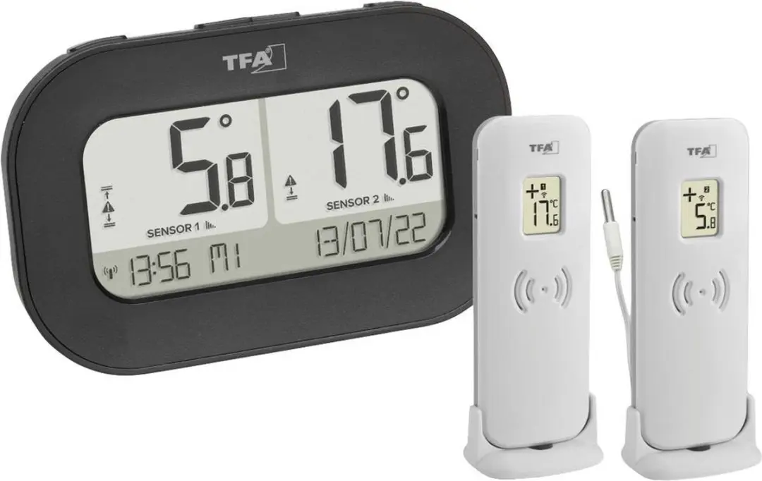TFA Dostmann DOUBLE-CHECK 30.3073.01 Draadloze Thermometer - Zwart