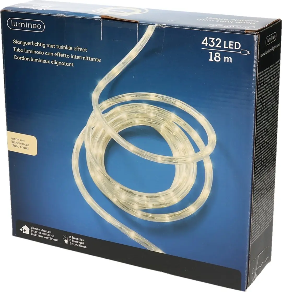 Lumineo Lichtslang 18m - 432 LED Warm Wit