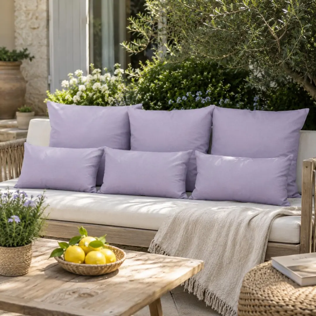 Anna's Collection Bank/Tuin Kussens Set 6-delig - Lila - afbeelding 6 van 6