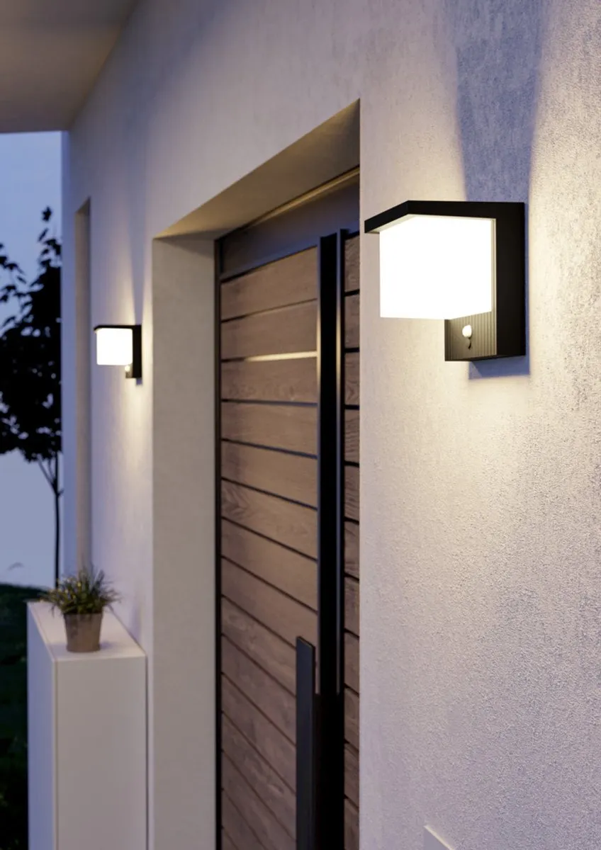 Eglo Frigento Solar Wandlamp Sensor - Oplaadbaar - Zwart/Melkkleurig - afbeelding 6 van 6