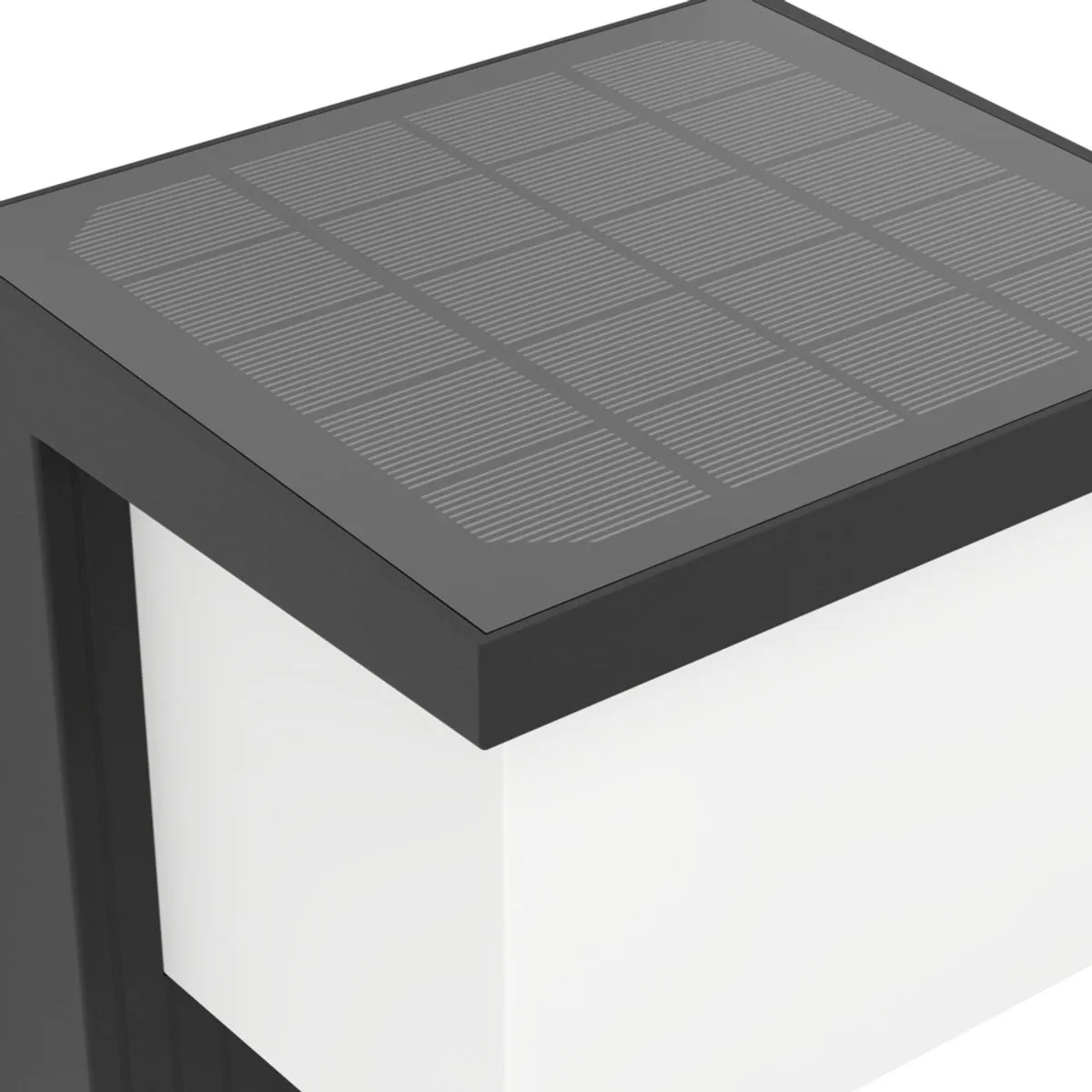 Eglo Frigento Solar Wandlamp Sensor - Oplaadbaar - Zwart/Melkkleurig