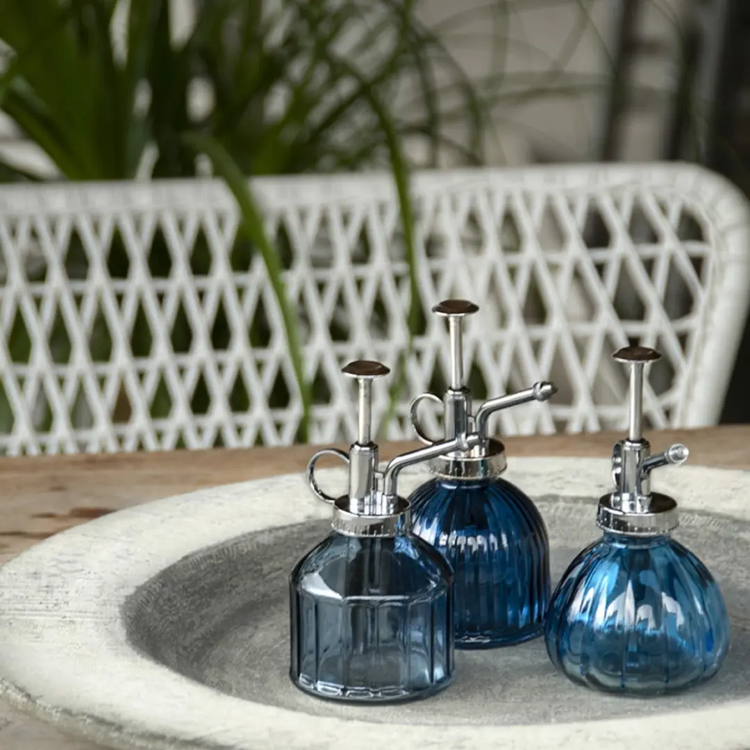 Esschert Design Plantenspuit Glas IJsblauw 15,5cm