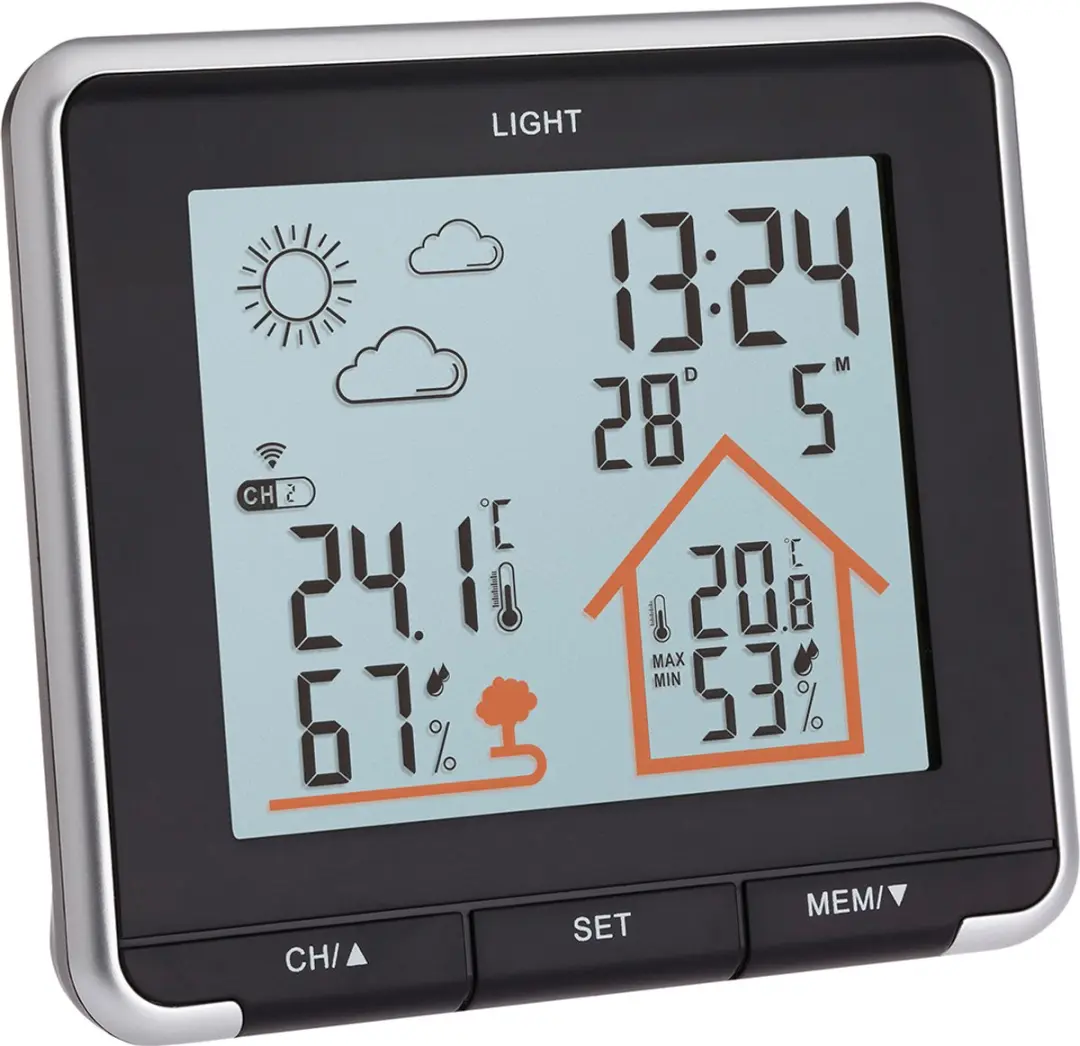 TFA Dostmann 35.1153.01 Horloge met Thermo-Hygrozender - Zwart - afbeelding 6 van 6