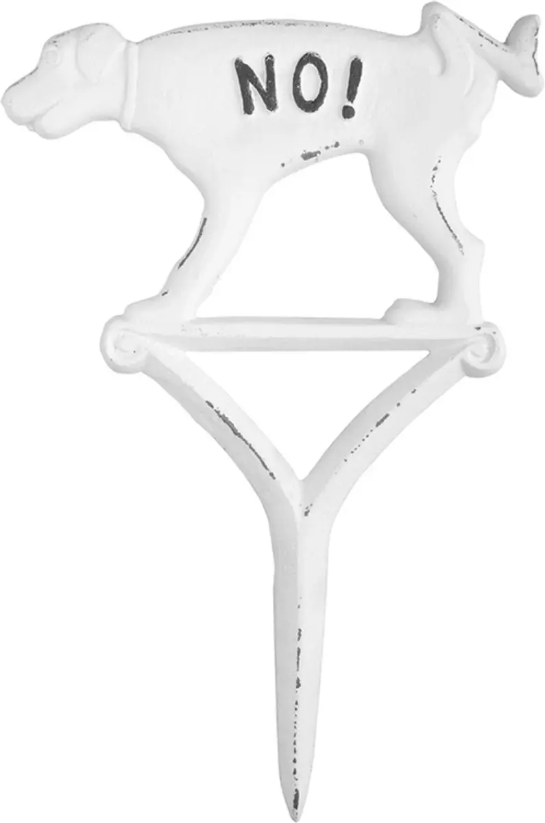 Esschert Design Hondenbordje Niet Plassen - Gietijzer 21x32cm - Wit