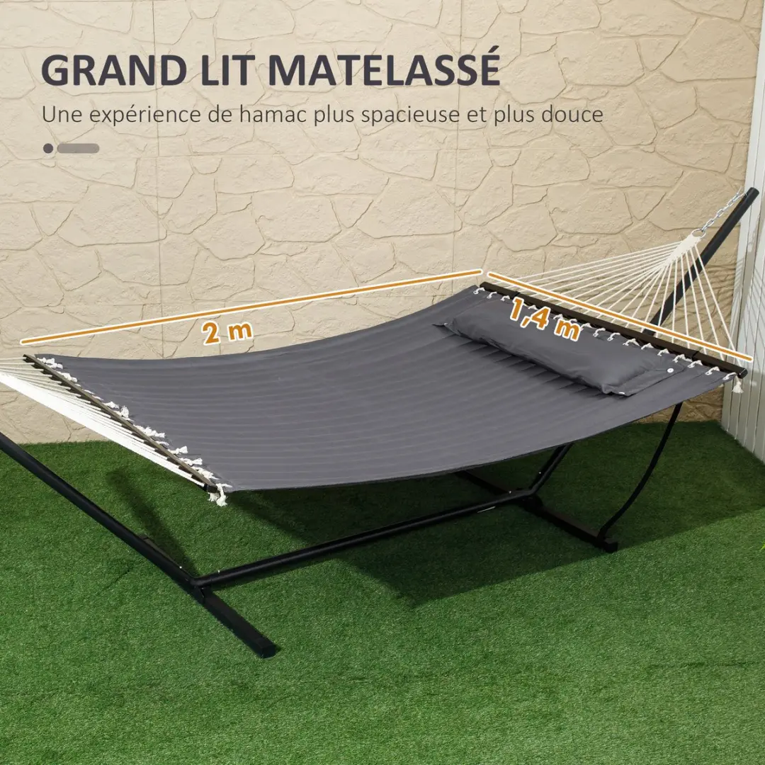 Outsunny Hangmat Donkergrijs 368x140cm - 150kg