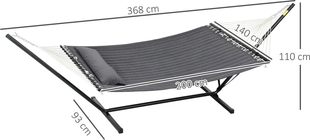 Outsunny Hangmat Donkergrijs 368x140cm - 150kg