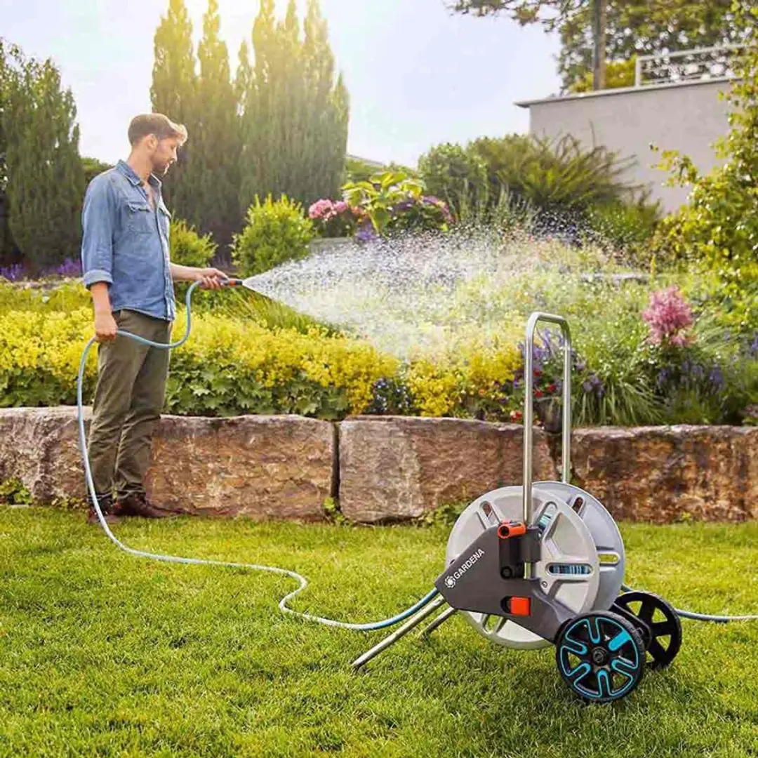 Gardena AquaRoll M Metalen Kar 25m - 15mm Slang - Zilver