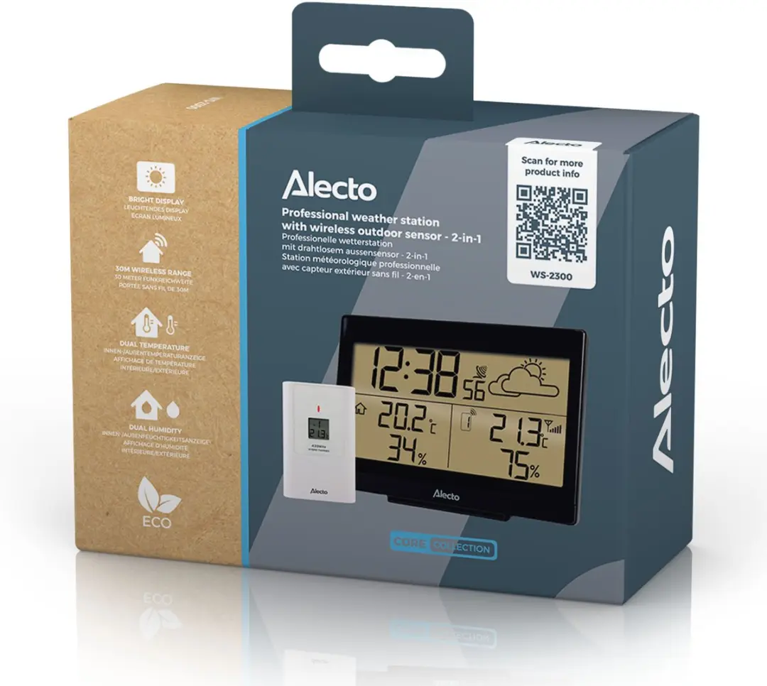 Alecto WS-2300 Professioneel Weerstation - Draadloze Buitensensor - Zwart