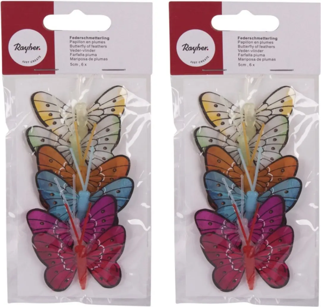Rayher Decoratievlinders 12x - 5cm - Multi
