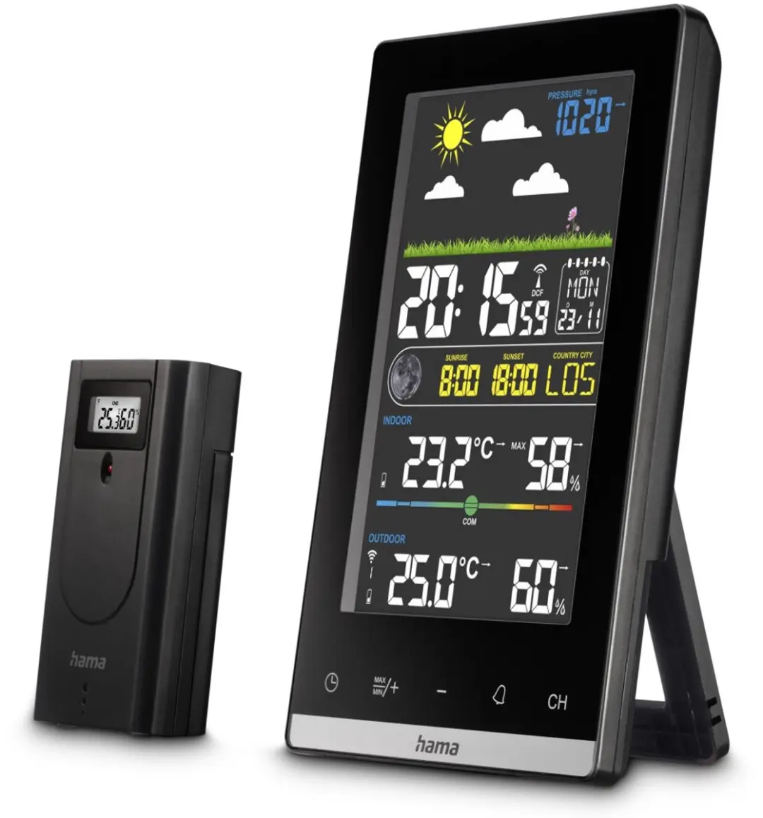 Hama Jamaica Draadloos Weerstation - Zwart/zilver - Met buitensensor