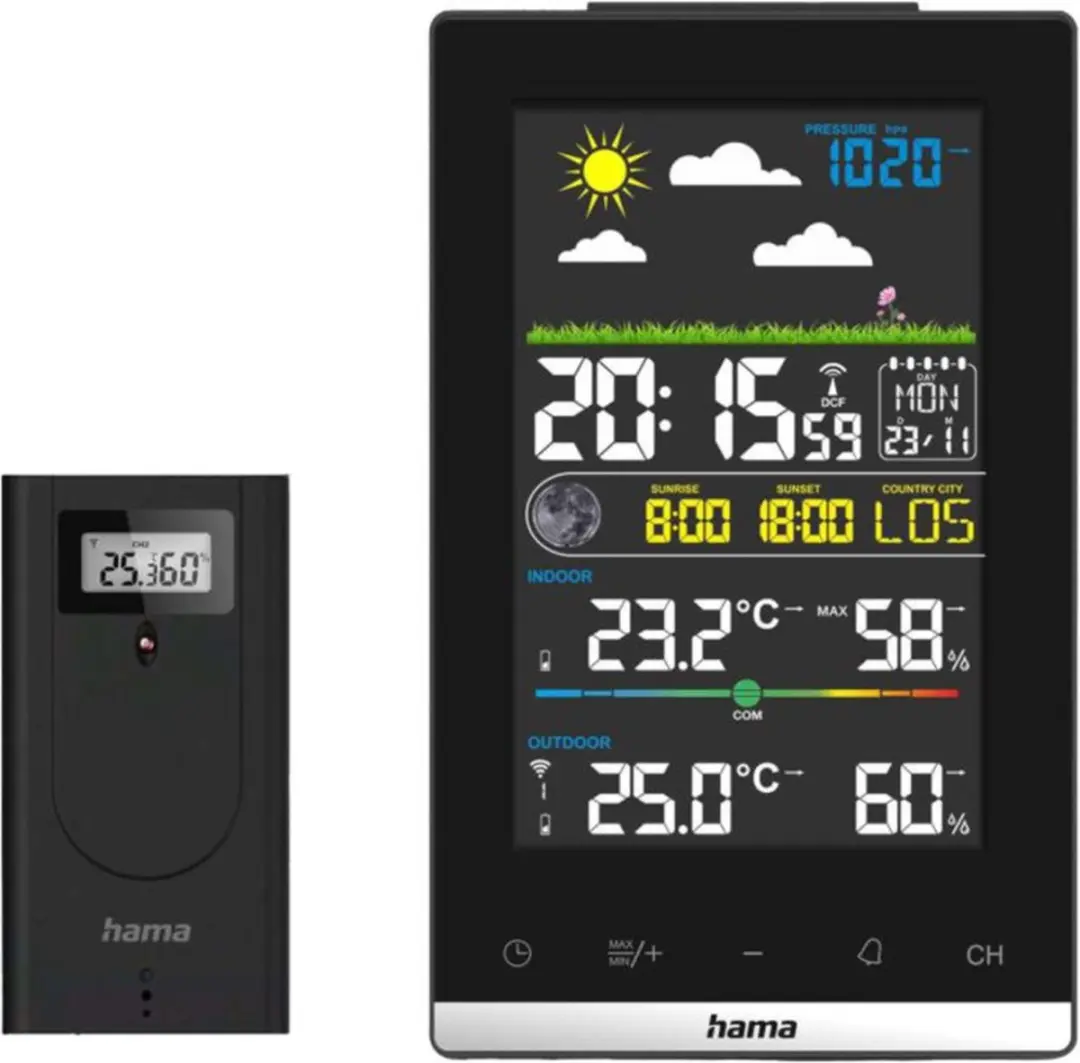 Hama Jamaica Draadloos Weerstation - Zwart/zilver - Met buitensensor