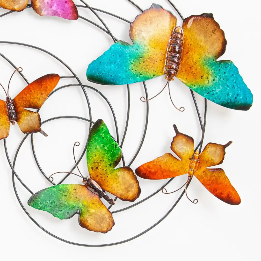 Anna's Collection Vlinders Wanddecoratie 65x51cm Metaal - Mix Kleuren