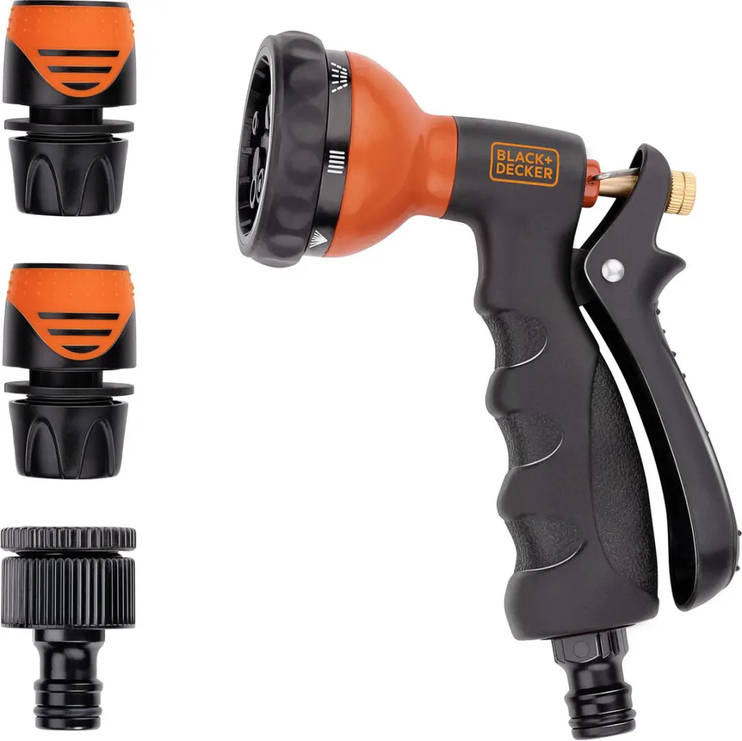 BLACK+DECKER Sproeikop 3-koppeling 7 standen - Metaal - Zwart/Oranje