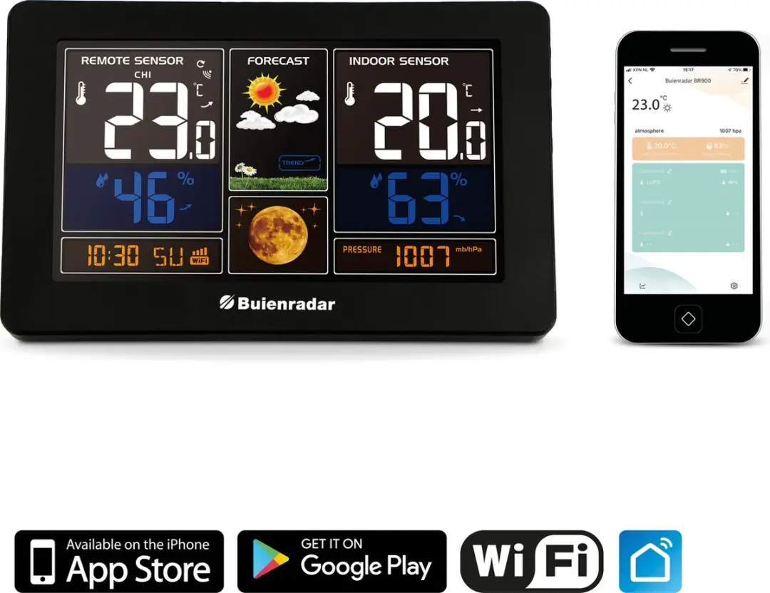 Alecto BR-900 Wifi Weerstation - Buitensensor - Zwart - afbeelding 6 van 6