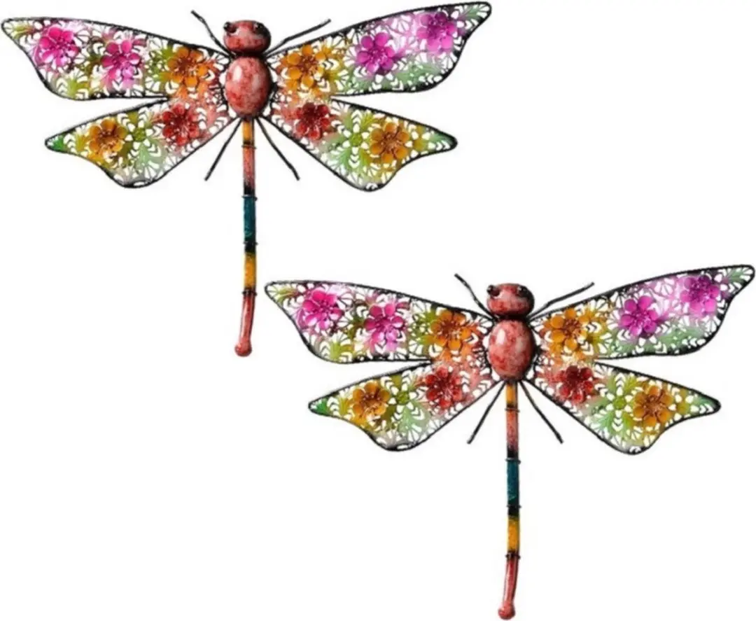 Decoris Grote Metal Libelle Tuindecoratie - 29x47cm - Multi