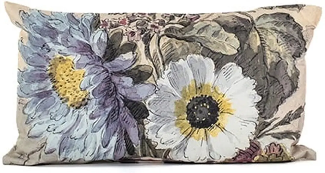 Anna's Collection Buitenkussen Bloem 30x50cm - 3 Stuks - Creme/Wit