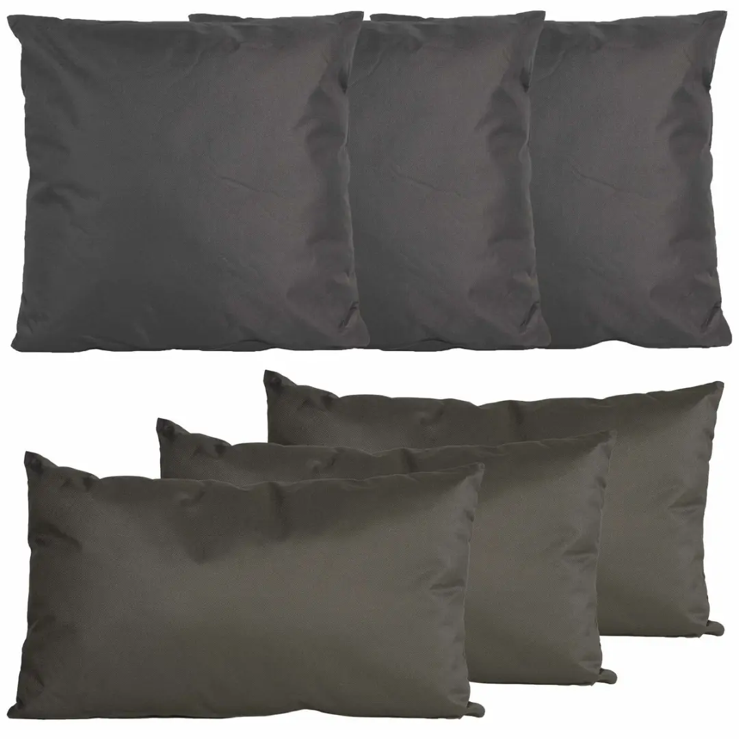 Anna's Collection Bank/Tuin Kussens Set 6-delig - Antraciet - 2 Formaten