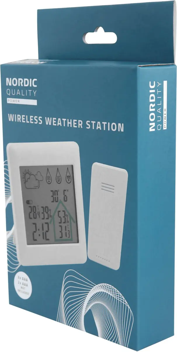 NÖRDIC Draadloos Weerstation Touchscreen - Temperatuur/Luchtvochtigheid - Wit