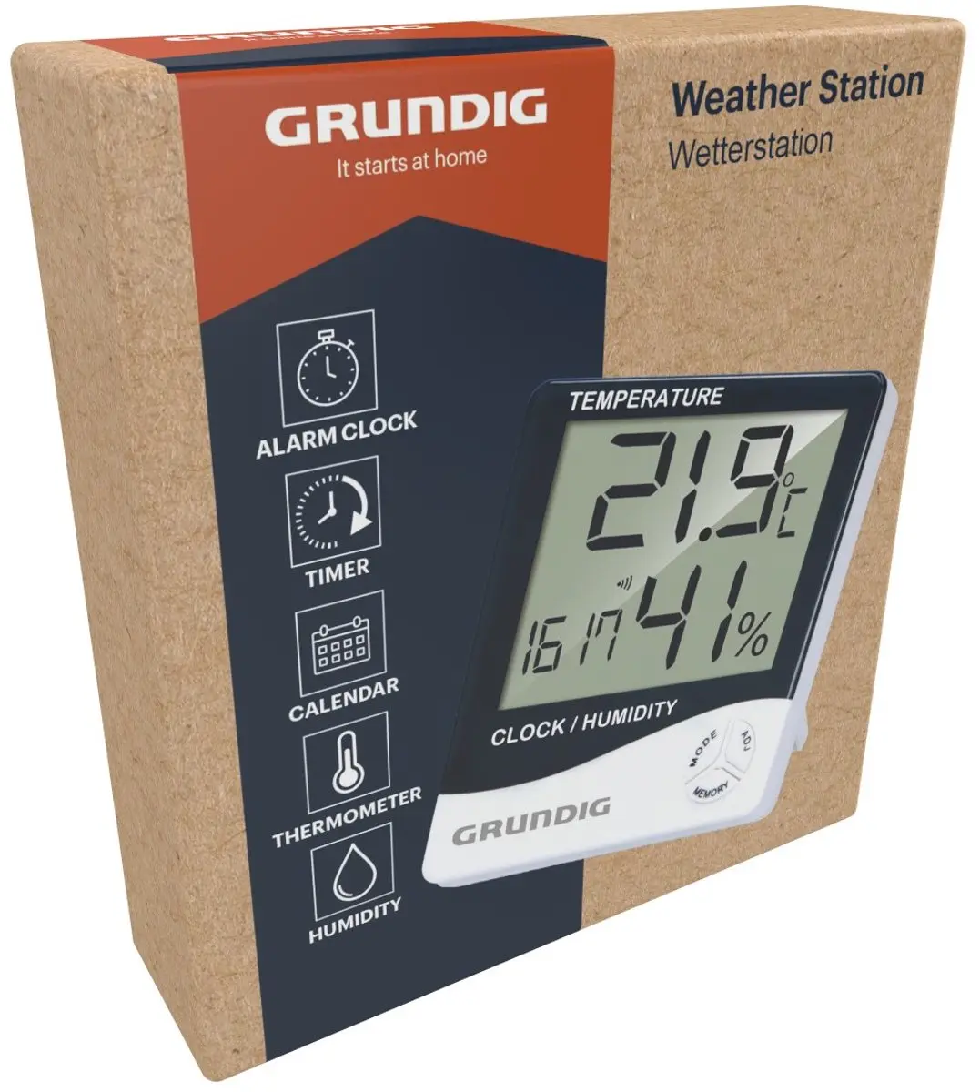 Grundig Digitaal Weerstation Binnen/Buiten - LCD - Wit/Zwart