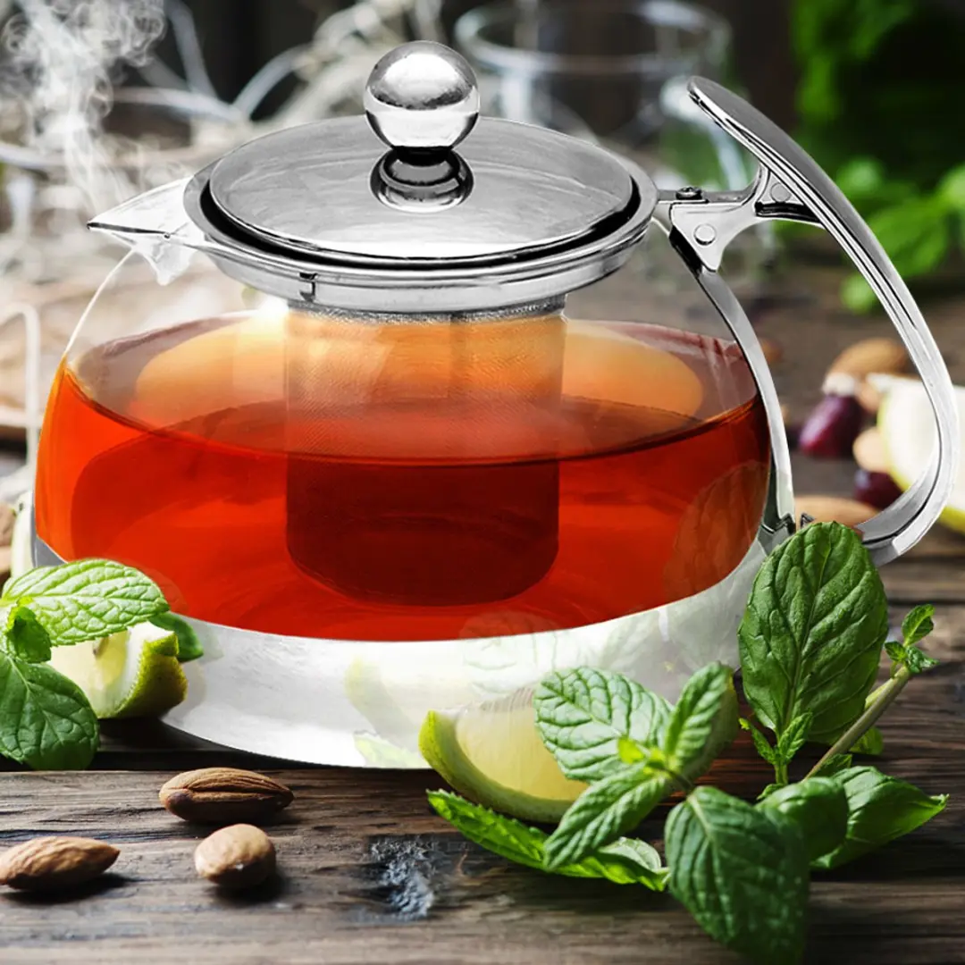 Monzana Glazen Theepot 1.2L - met RVS-filter & infuser - afbeelding 6 van 6