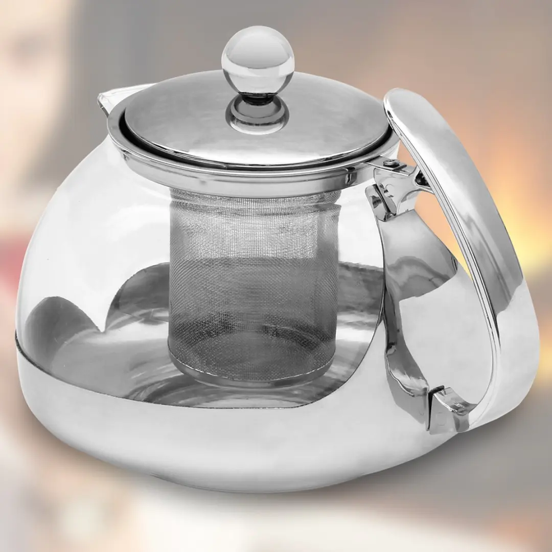 Monzana Glazen Theepot 1.2L - met RVS-filter & infuser