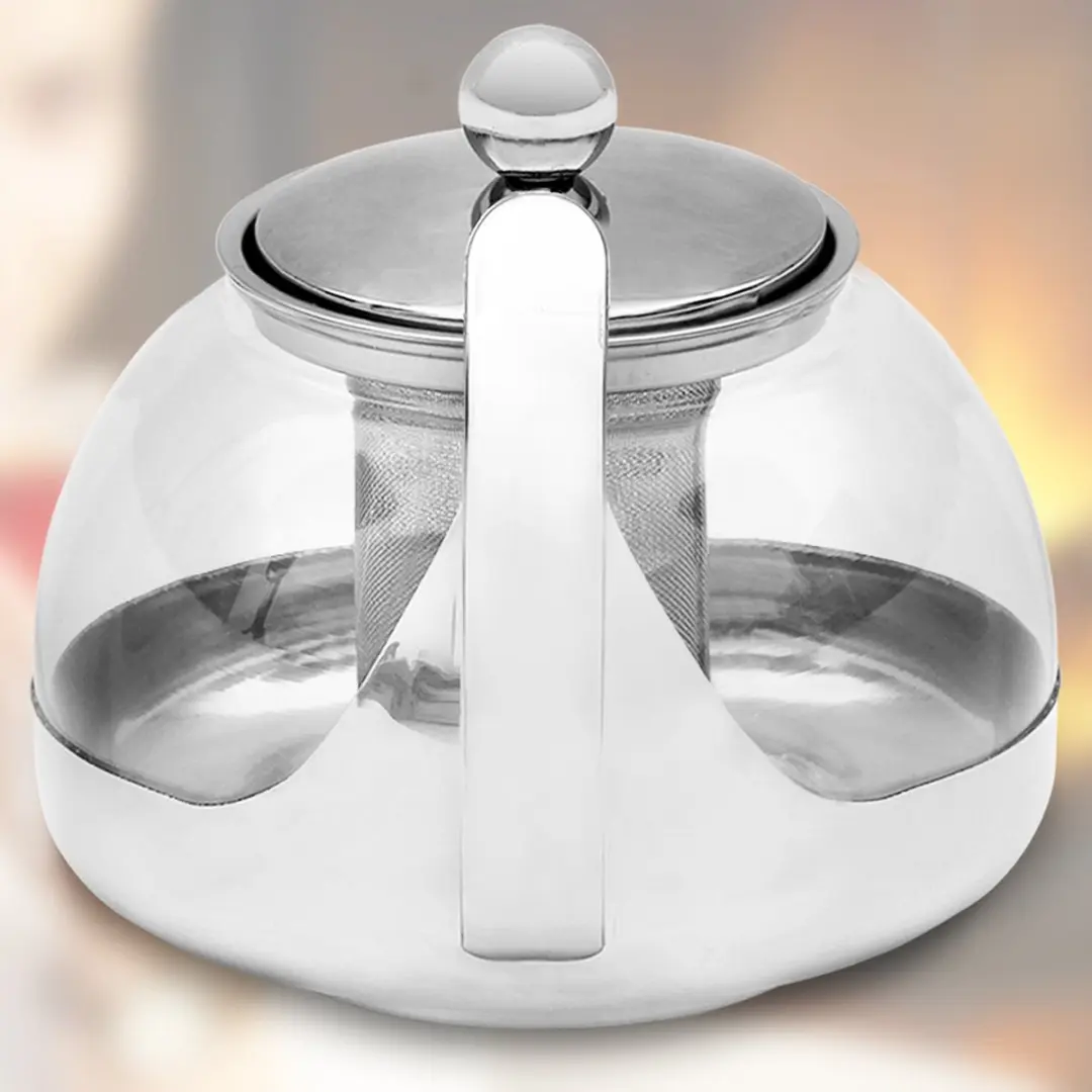 Monzana Glazen Theepot 1.2L - met RVS-filter & infuser