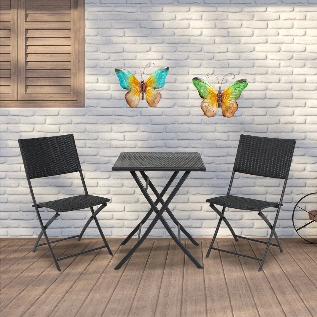 Anna's Collection Vlinder Wanddecoratie Metaal - 2x 32x24cm - Groen/Blauw