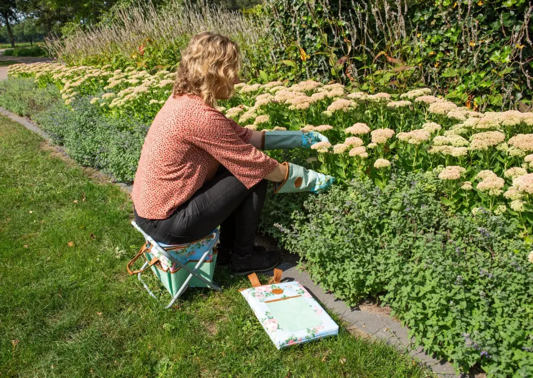 Esschert Design Roosprint Jute Handschoen - Groen/Rozepink