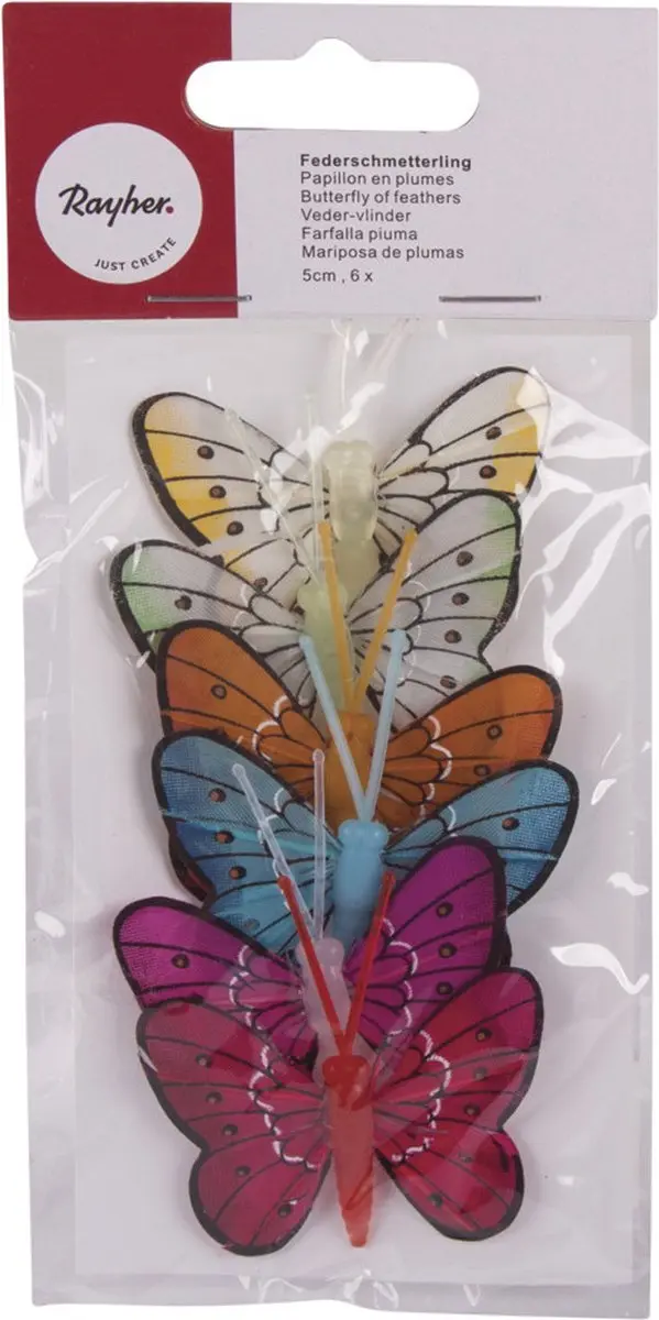 Rayher Vlinders op prikkers - 12 Stuks - 5 cm - Multi