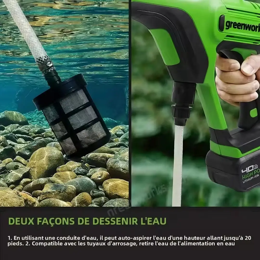 Greenworks 24V 400W Hogedrukreiniger - Autoreiniger 4000mAh