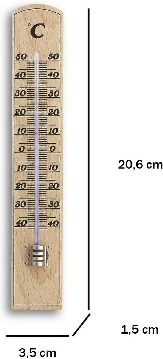 TFA Dostmann Analoog Binnen Thermometer Berkenhout 21x4cm