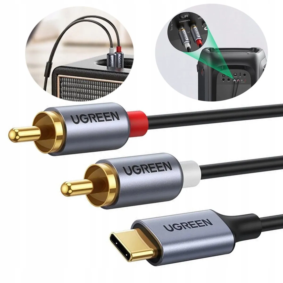 UGREEN USB-C naar 2x 3,5mm Kabel 1,5m