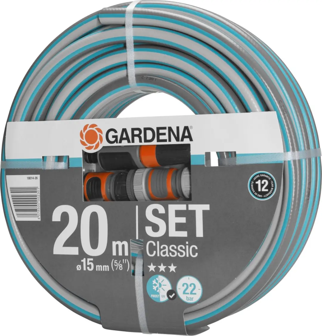 Gardena Classic Slang 15mm 20m - met kraanstuk & adapter - 12 Stuks