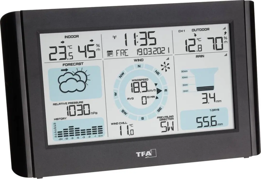 TFA Dostmann Weather Pro 35.1161 Draadloos Weerstation - Zwart