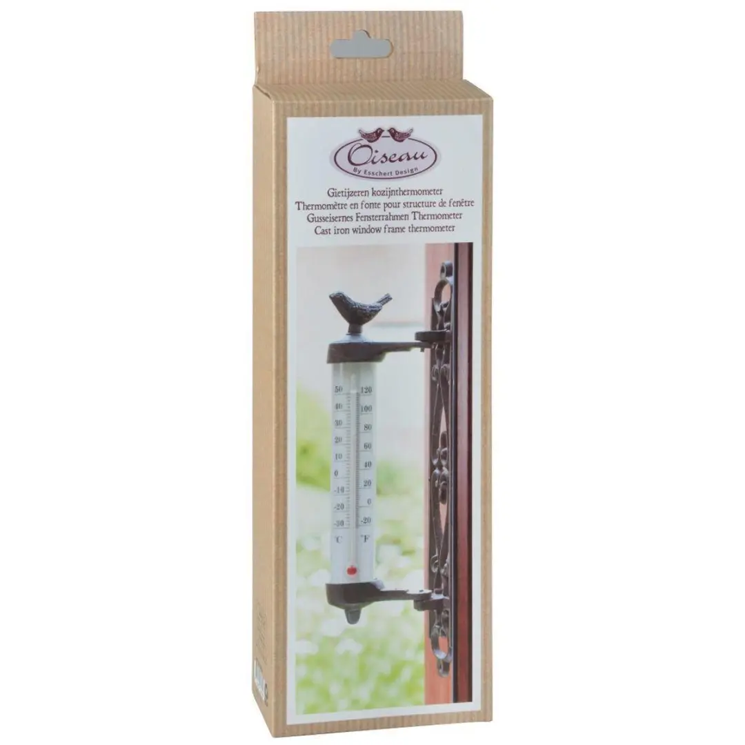Esschert Design Wandthermometer met Vogel - Gietijzer - 27 cm