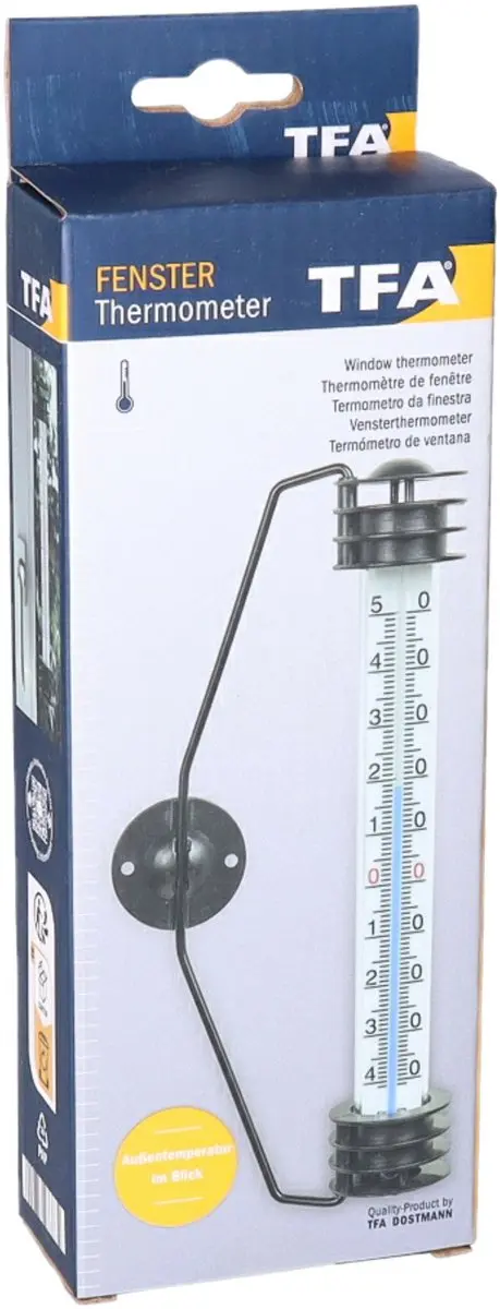 TFA Dostmann Raamthermometer Analoog - 20cm - Zwart