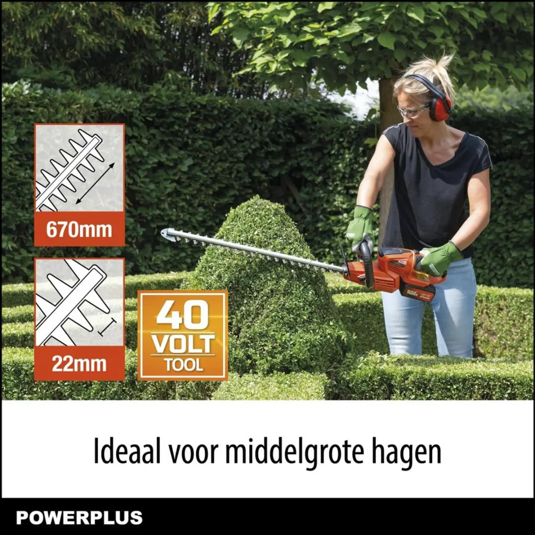 Powerplus Dual Power POWDPGSET45 Accu-Heggenschaar 40V - 670mm Mes