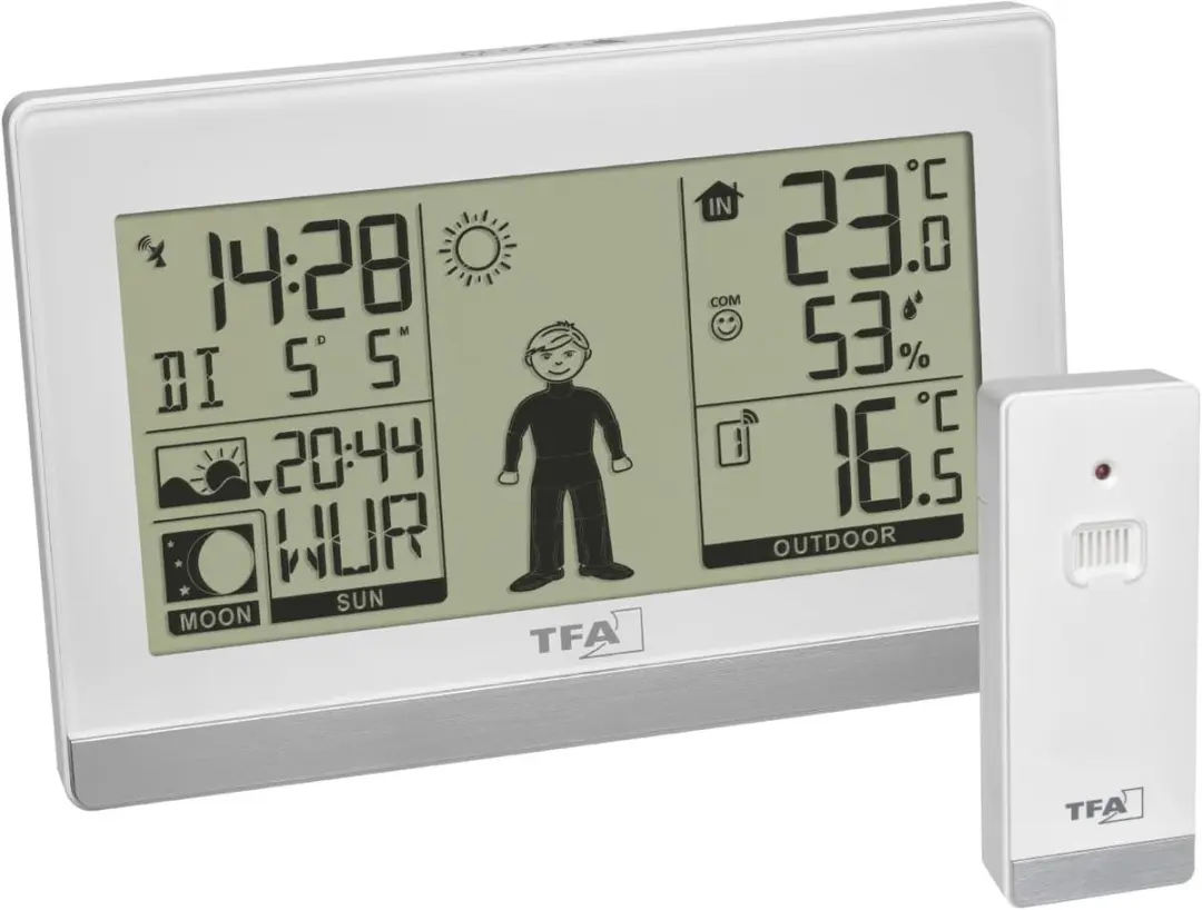 TFA Dostmann 35.1159.02 Horloge - Basisstation & Sensor - Wit