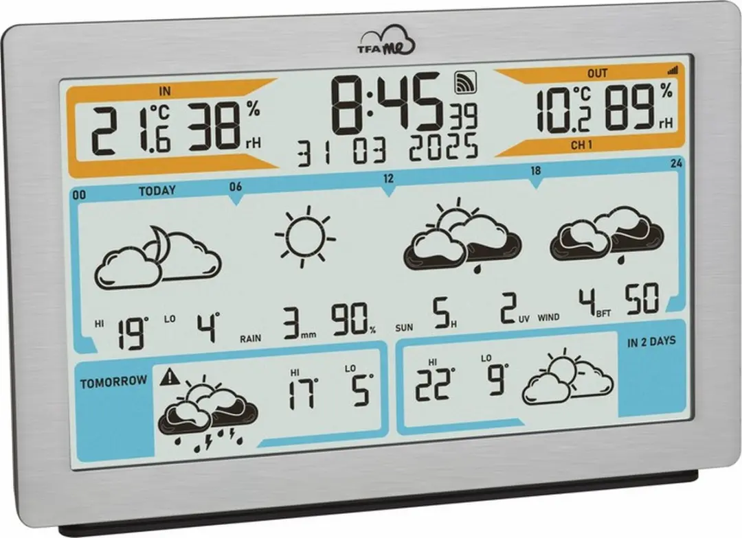 TFA Dostmann WiFi-weerstation ID-02 35.8100.54 - 6 dagen - 5 sensoren - Zilver
