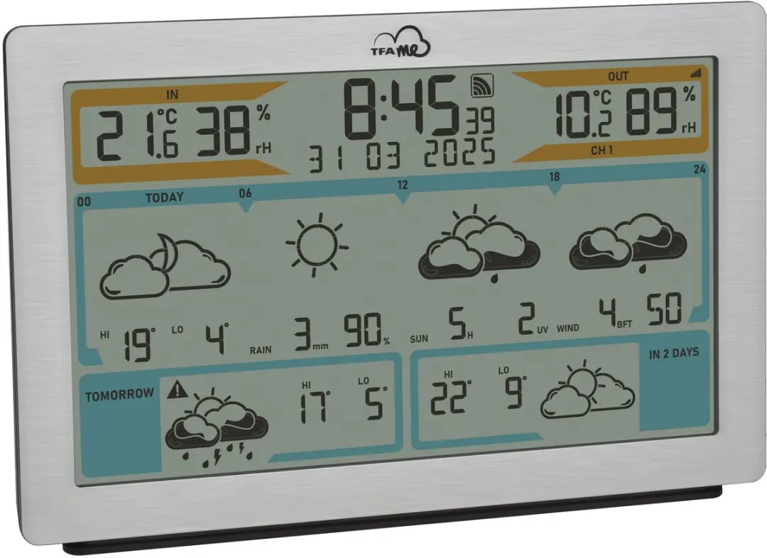 TFA Dostmann WiFi-weerstation ID-02 35.8100.54 - 6 dagen - 5 sensoren - Zilver