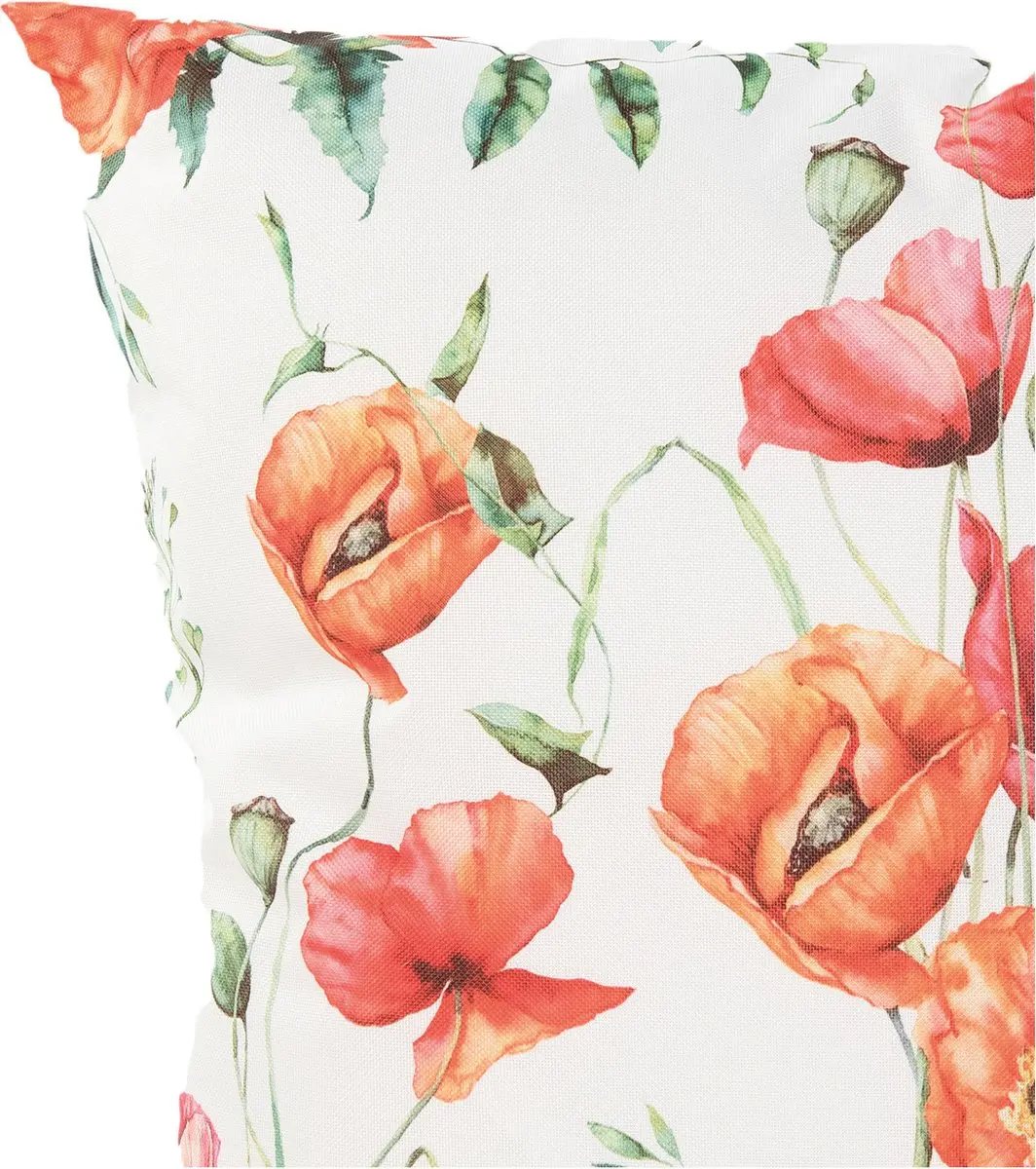 Anna's Collection Sierkussen Bloemenprint Wit 45x45cm - 2 Stuks